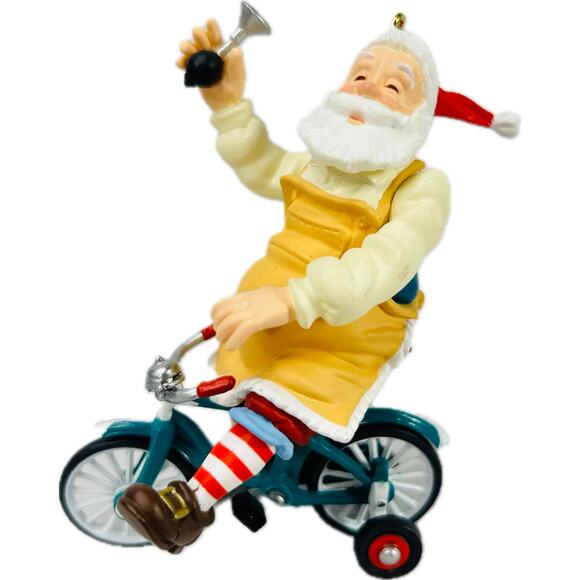 Hallmark TOYMAKER SANTA 2002 Keepsake Ornament Riding Bike with Box - Picture 2 of 12